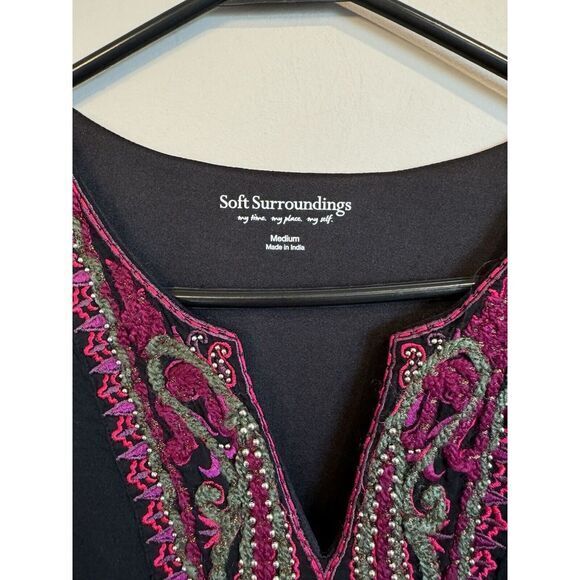 Soft‎ Surrounding Black Pink Paisley Dress Knee Length Size Medium - Picture 2 of 5